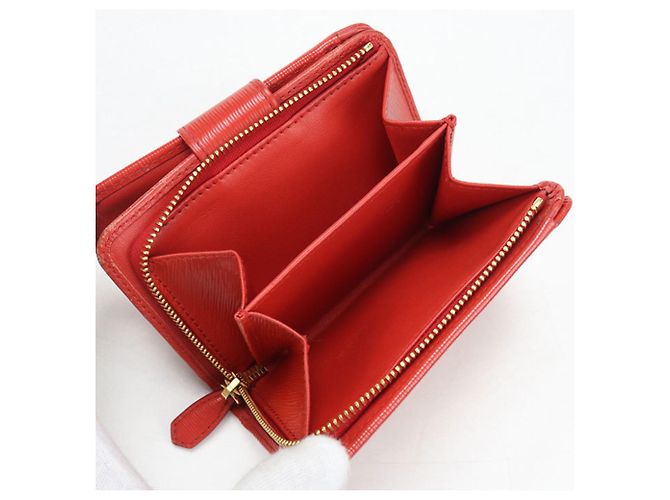 Vitello Cartera bi-fold Prada en cuero rojo Roja - vista 5