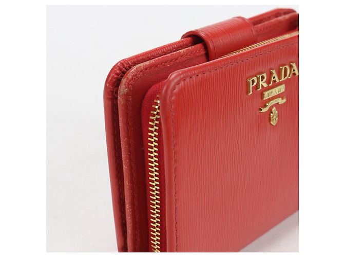 Vitello Cartera bi-fold Prada en cuero rojo Roja - vista 6