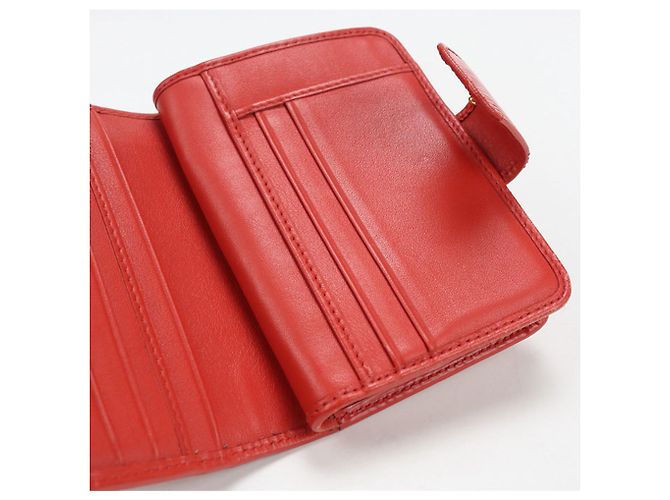 Vitello Cartera bi-fold Prada en cuero rojo Roja - vista 8