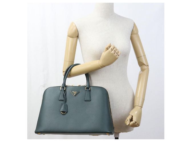 Prada Saffiano Lederhandtasche Grün - Ansicht 10