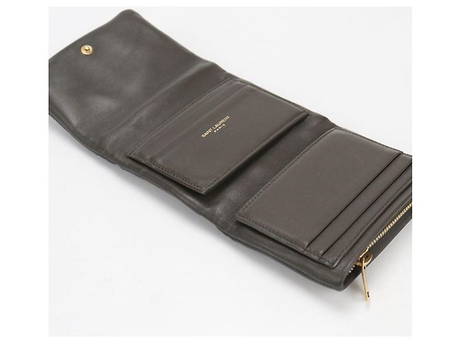 Cartera plegable Saint Laurent en gris Castaño - vista 3