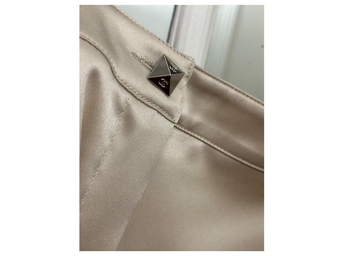 Pantalones de seda ecru Chanel Beige Crudo Blanco roto - vista 3