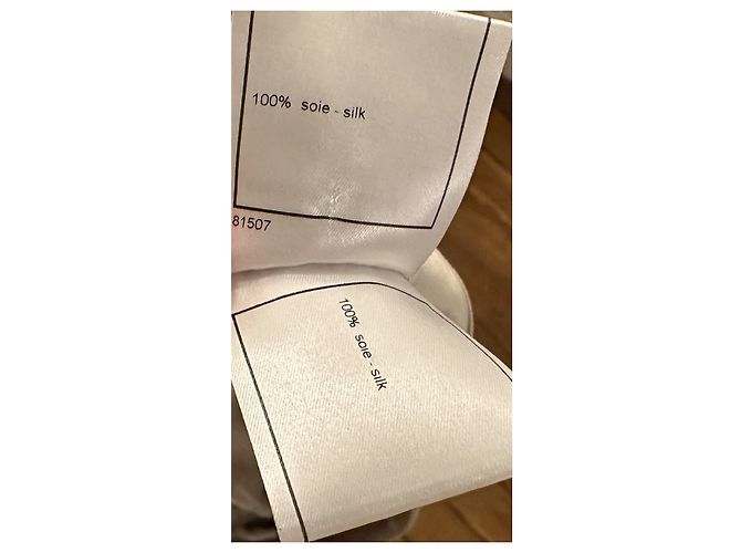 Pantalones de seda ecru Chanel Beige Crudo Blanco roto - vista 7