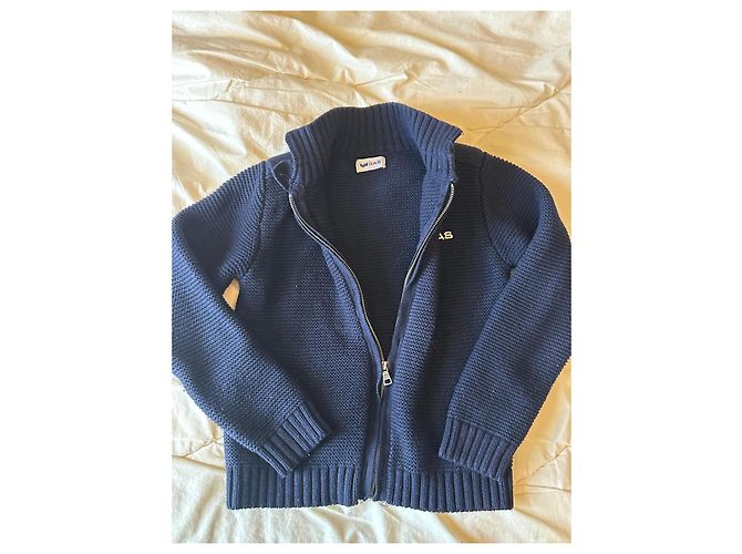 Gilet zippé en maille bleu marine GAS - vue 2