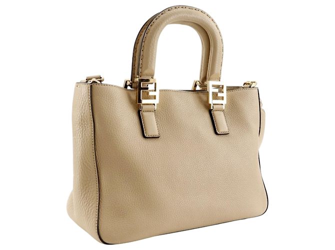 Fendi Beige Piccola Borsa Selleria FF in Pelle - vista 2