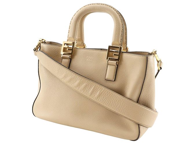 Fendi Beige Piccola Borsa Selleria FF in Pelle - vista 3