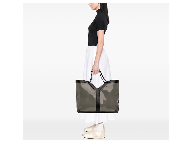 Saint Laurent Graue Maxi PVC Transparente Y Tasche Braun - Ansicht 9