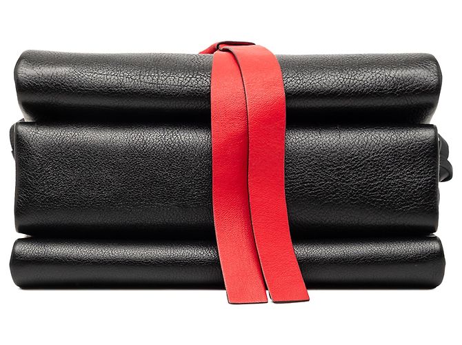 Borsa a Spalla Valentino Rossa Piccola Vring in Pelle di Vitello Colorblock - vista 3