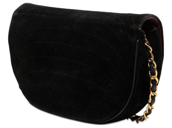 Chanel Nero CC Velluto Trapuntato Borsa Mezza Luna - vista 2