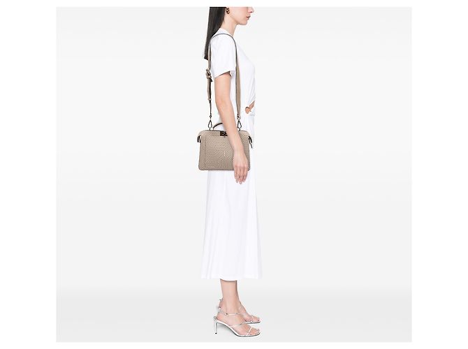 Borsa Peekaboo ISeeU piccola in pelle Zucca marrone Fendi Taupe - vista 12