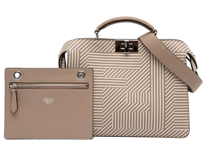 Borsa Peekaboo ISeeU piccola in pelle Zucca marrone Fendi Taupe - vista 13