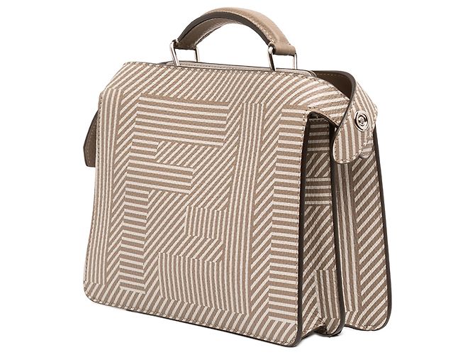 Borsa Peekaboo ISeeU piccola in pelle Zucca marrone Fendi Taupe - vista 2