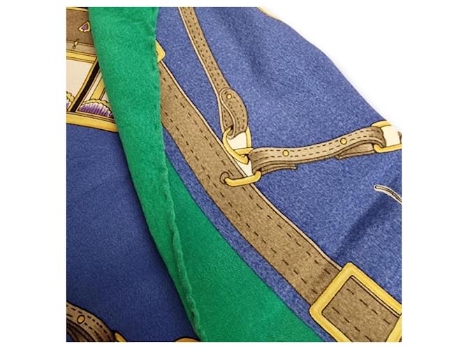 Bufanda de seda Hermès Paris Azul Multicolor Verde - vista 3