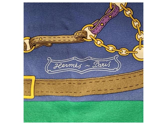 Bufanda de seda Hermès Paris Azul Multicolor Verde - vista 4