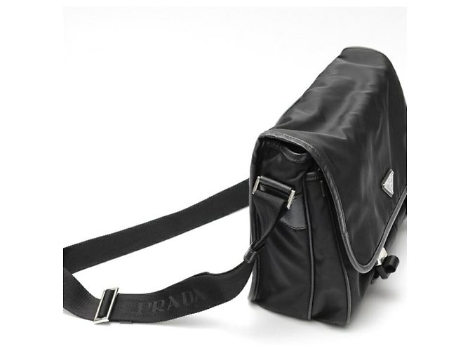 Borsa a Spalla in Nylon e Pelle Saffiano Prada Nero - vista 2