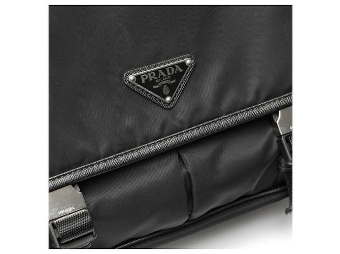 Borsa a Spalla in Nylon e Pelle Saffiano Prada Nero - vista 6