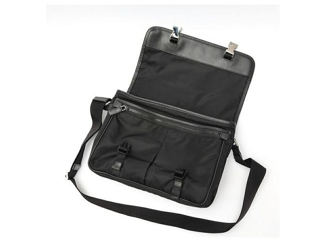 Borsa a Spalla in Nylon e Pelle Saffiano Prada Nero - vista 7