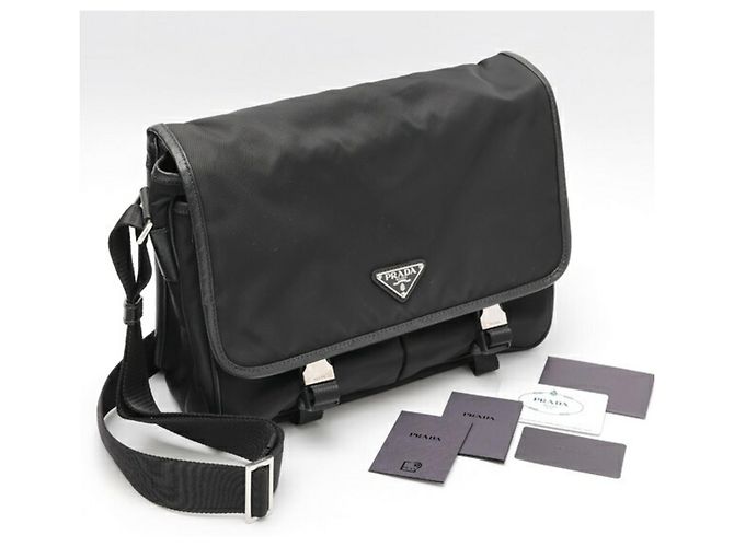 Borsa a Spalla in Nylon e Pelle Saffiano Prada Nero - vista 9