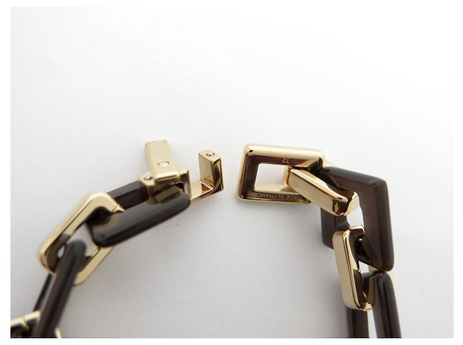 Hermès NOVO BRACELETE HERMES ECUYERE H100007FD00 T2 15,5 CM CHIFRE & DOURADO Marrom - vista 10
