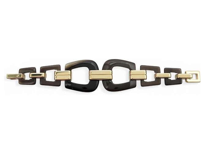 Hermès NOVO BRACELETE HERMES ECUYERE H100007FD00 T2 15,5 CM CHIFRE & DOURADO Marrom - vista 11