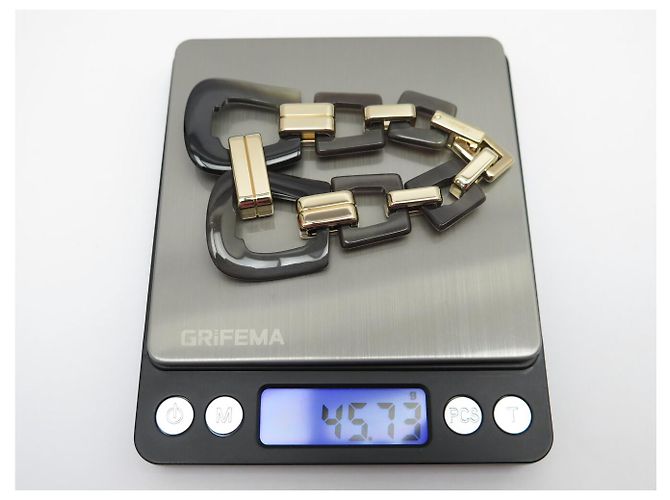 Hermès NOVO BRACELETE HERMES ECUYERE H100007FD00 T2 15,5 CM CHIFRE & DOURADO Marrom - vista 8