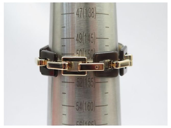 Hermès NOVO BRACELETE HERMES ECUYERE H100007FD00 T2 15,5 CM CHIFRE & DOURADO Marrom - vista 9