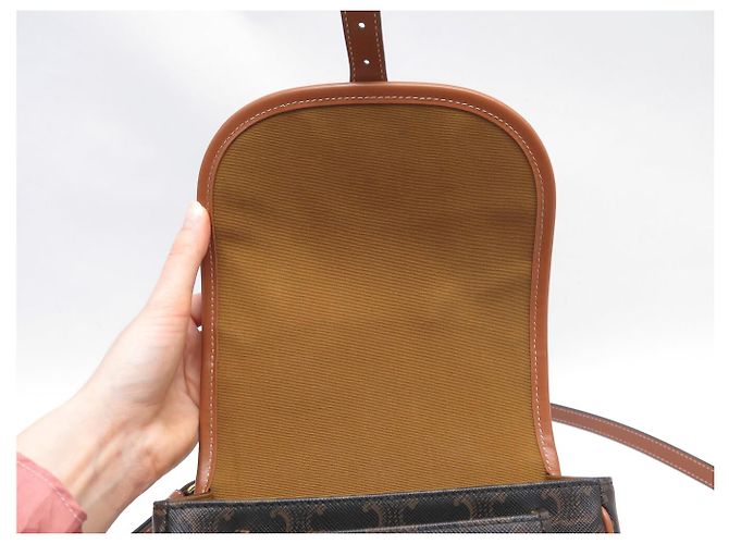 Céline NUOVA BORSA A MANO CELINE FOLCO TRIOMPHE CANVAS 191502 Marrone - vista 10