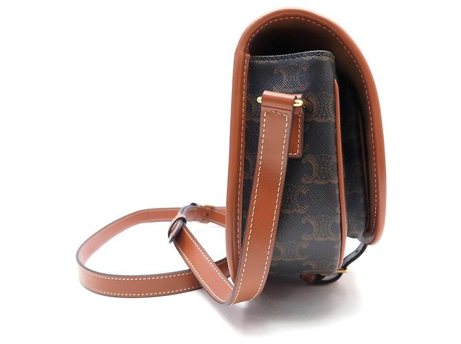 Céline NUOVA BORSA A MANO CELINE FOLCO TRIOMPHE CANVAS 191502 Marrone - vista 3