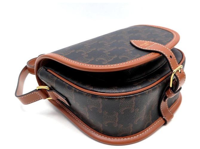 Céline NUOVA BORSA A MANO CELINE FOLCO TRIOMPHE CANVAS 191502 Marrone - vista 5