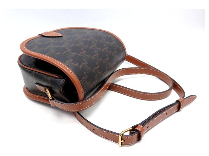 Céline NUOVA BORSA A MANO CELINE FOLCO TRIOMPHE CANVAS 191502 Marrone - vista 6