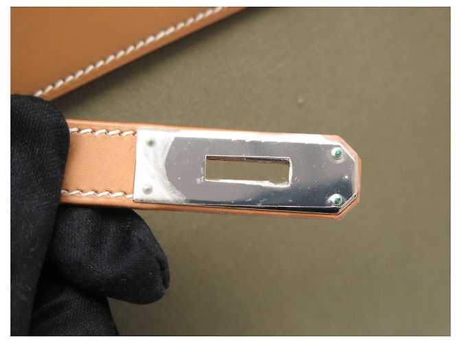 Hermès NUEVO BOLSO HERMES KELLY 32 SELLIER LONA CUERO NATURAL CON BANDOLERA Caqui - vista 11