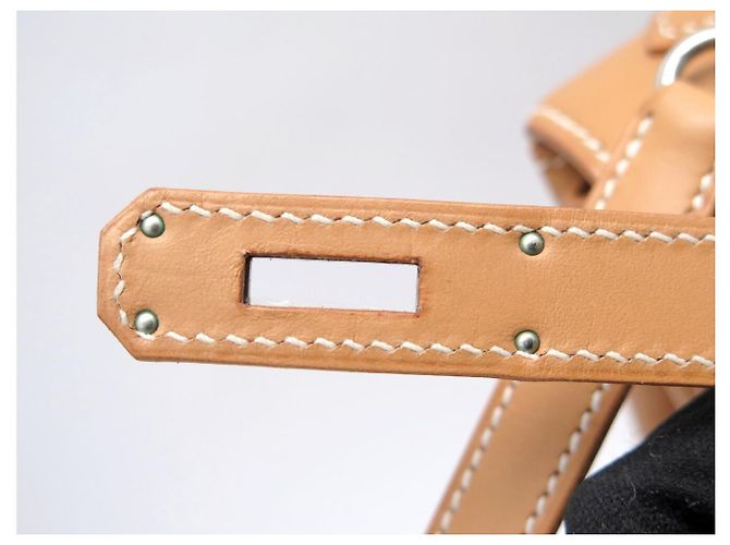 Hermès NUEVO BOLSO HERMES KELLY 32 SELLIER LONA CUERO NATURAL CON BANDOLERA Caqui - vista 12