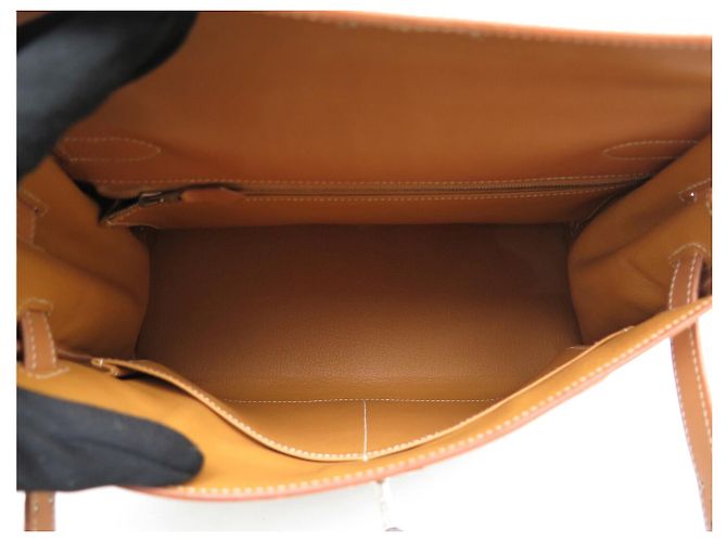 Hermès NUEVO BOLSO HERMES KELLY 32 SELLIER LONA CUERO NATURAL CON BANDOLERA Caqui - vista 15