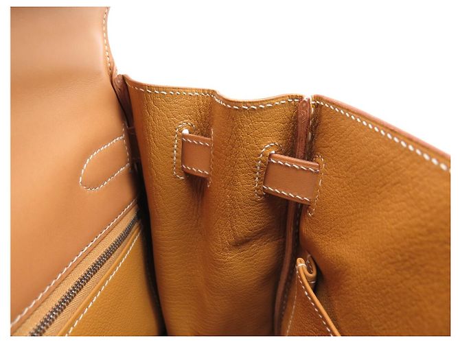 Hermès NUEVO BOLSO HERMES KELLY 32 SELLIER LONA CUERO NATURAL CON BANDOLERA Caqui - vista 16