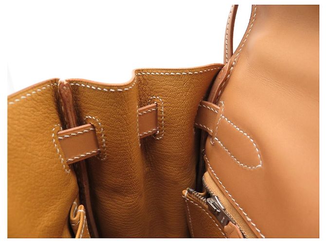 Hermès NUEVO BOLSO HERMES KELLY 32 SELLIER LONA CUERO NATURAL CON BANDOLERA Caqui - vista 17