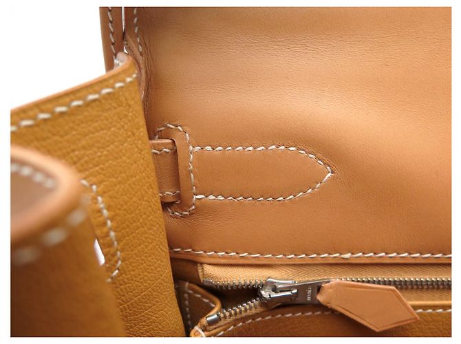 Hermès NUEVO BOLSO HERMES KELLY 32 SELLIER LONA CUERO NATURAL CON BANDOLERA Caqui - vista 18