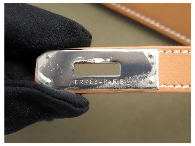 Hermès NUEVO BOLSO HERMES KELLY 32 SELLIER LONA CUERO NATURAL CON BANDOLERA Caqui - vista 9