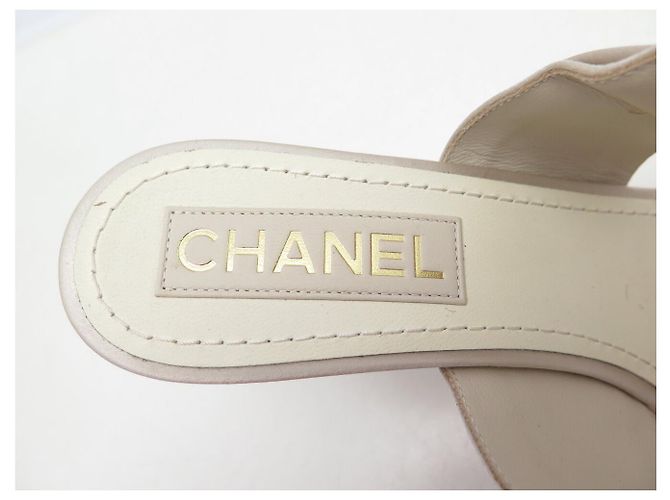 NUOVE SANDALI CHANEL G39654 38.5 IN SATIN LOGO CC STRASS Grigio - vista 10