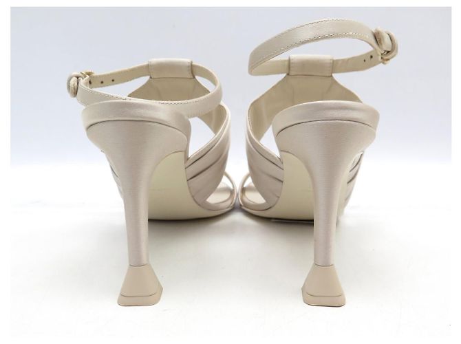 NUOVE SANDALI CHANEL G39654 38.5 IN SATIN LOGO CC STRASS Grigio - vista 5