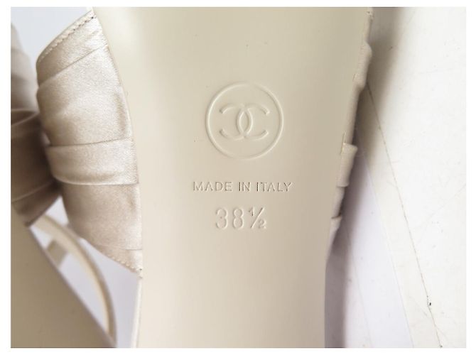 NUOVE SANDALI CHANEL G39654 38.5 IN SATIN LOGO CC STRASS Grigio - vista 7