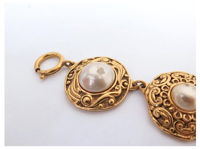 VINTAGE CHANEL NECKLACE CHOKER WITH MEDALLIONS IN PEARLS AND GOLDEN METAL - view 10