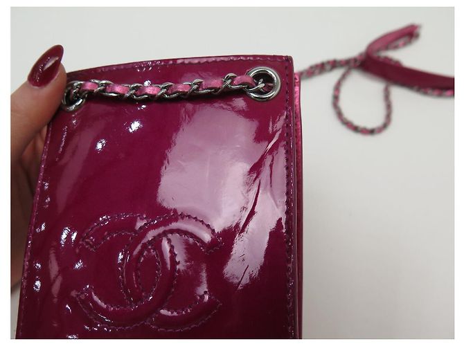 BORSA CHANEL POCHETTE TELEFONO LOGO CC CON TRACOLLA IN PELLE LUCIDA Fuschia - vista 10
