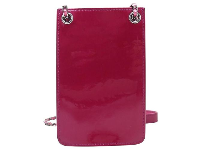 BORSA CHANEL POCHETTE TELEFONO LOGO CC CON TRACOLLA IN PELLE LUCIDA Fuschia - vista 2