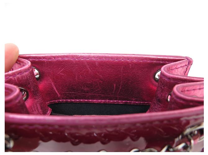 BORSA CHANEL POCHETTE TELEFONO LOGO CC CON TRACOLLA IN PELLE LUCIDA Fuschia - vista 9