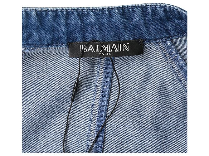 Balmain Korsett-Jeansjacke aus blauer Baumwolle - Ansicht 4