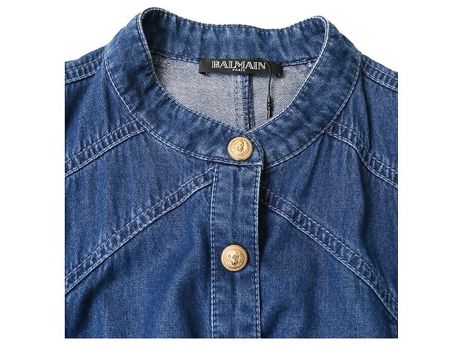 Balmain Korsett-Jeansjacke aus blauer Baumwolle - Ansicht 5