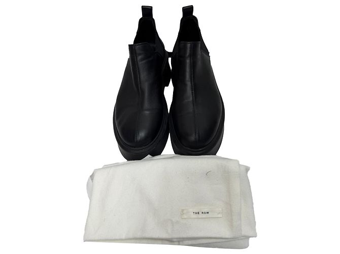 The Row Robin Flatform Ankle Boots in Black Leather - view 10