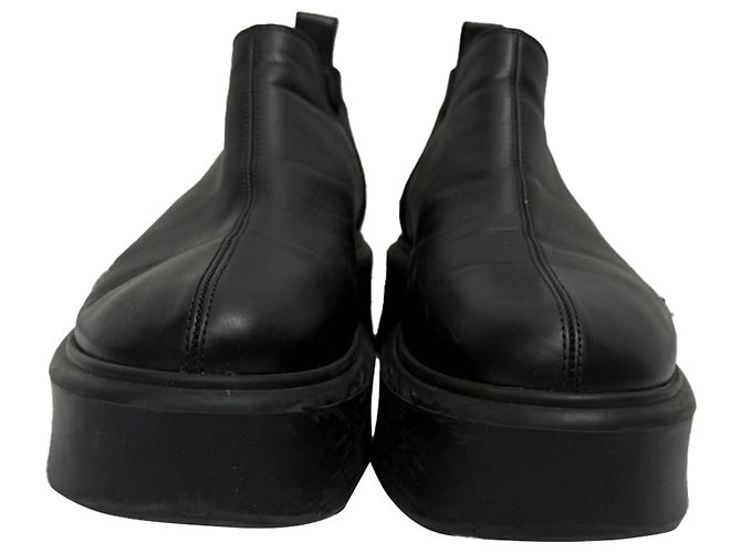 The Row Robin Flatform Ankle Boots in Black Leather - view 2