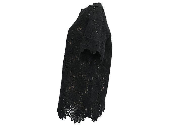 Blusa de algodón negro con detalles de encaje floral Dolce & Gabbana - vista 2