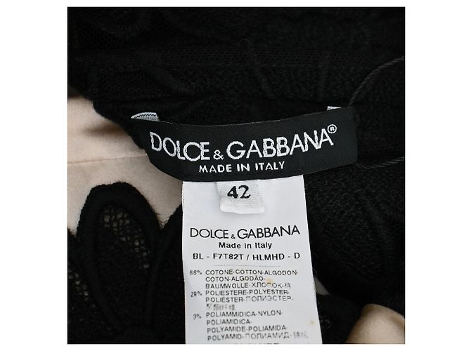 Blusa de algodón negro con detalles de encaje floral Dolce & Gabbana - vista 5